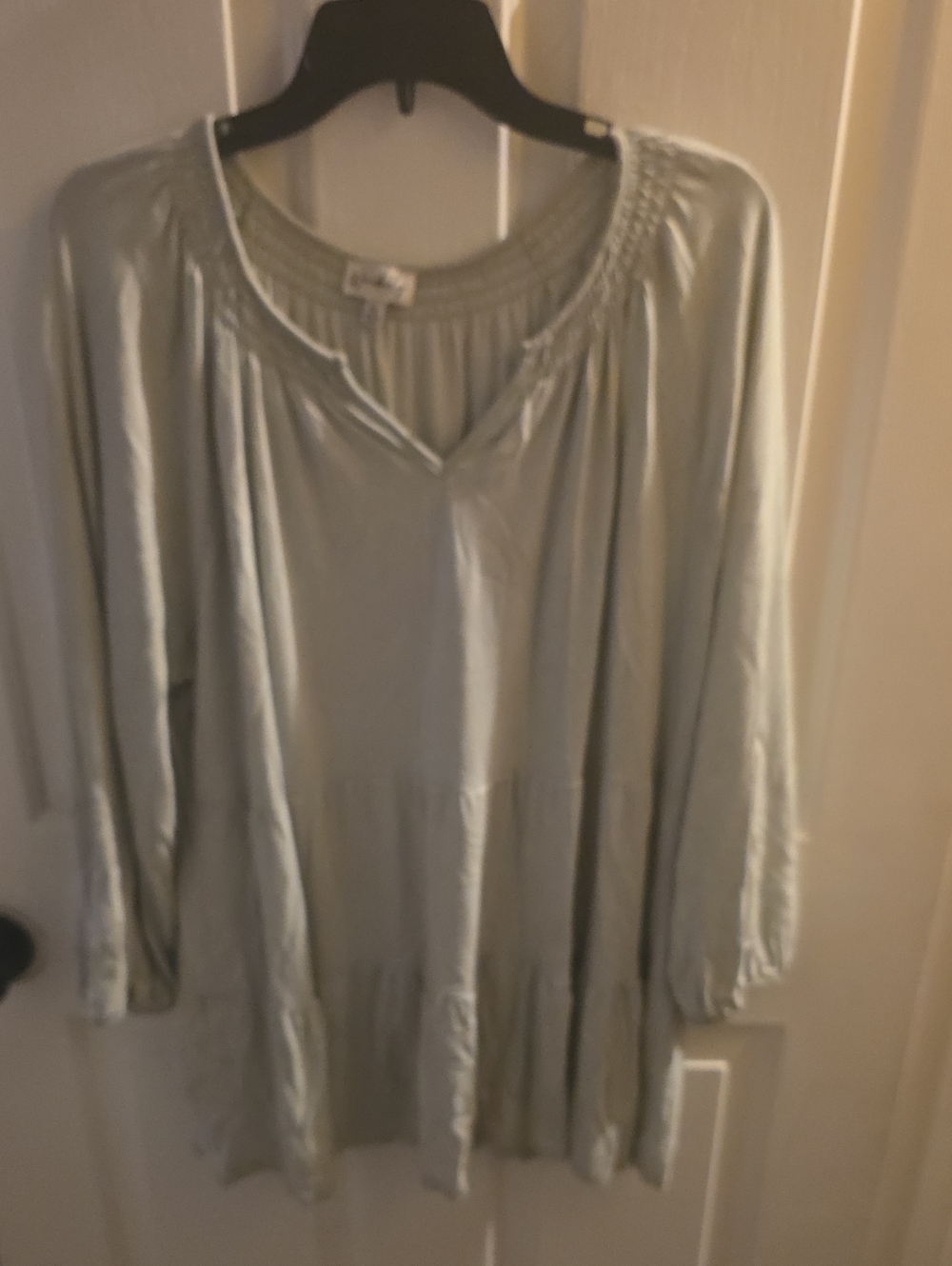 Wonderly Light Sage Tiered Peasant Tunic